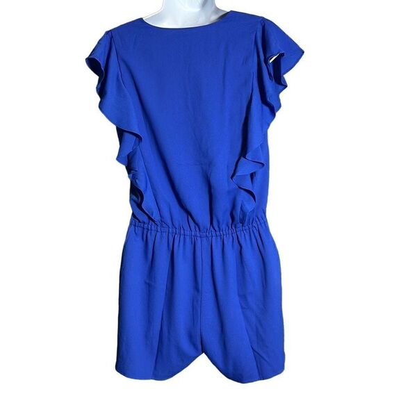 Cooper & Ella Women's Ruffled Butterfly Sleeves Blue Romper Size S NWT - Picture 3 of 12